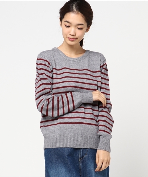 Denime(ドゥニーム)の「パネルボーダークルーネックニット(ニット/セーター・レディース・グレー/キャメル/ホワイト・FREE)」の3枚目の写真