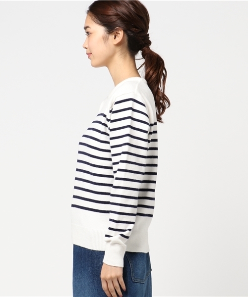 Denime(ドゥニーム)の「パネルボーダークルーネックニット(ニット/セーター・レディース・グレー/キャメル/ホワイト・FREE)」の5枚目の写真