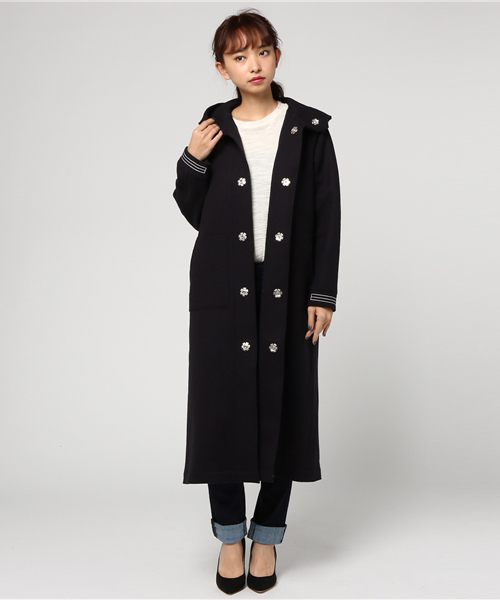 NATIC（ナティック）の「NATIC / ロングフードコート（その他アウター・レディース・ネイビー/ホワイト・MEDIUM）」の2枚目の写真