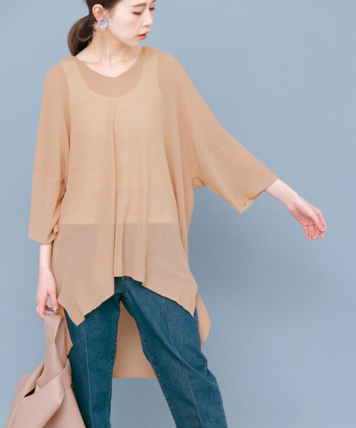 KBF（ケイビーエフ）の「KBF ビッグVネックプルオーバー（ニット/セーター・レディース・ブラック/ベージュ系その他/トップグレー・ONE）」の16枚目の写真