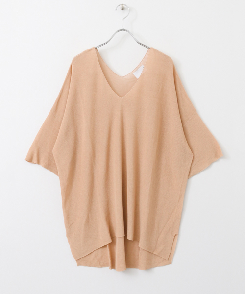 KBF（ケイビーエフ）の「KBF ビッグVネックプルオーバー（ニット/セーター・レディース・ブラック/ベージュ系その他/トップグレー・ONE）」の9枚目の写真