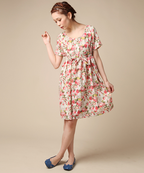 coen(コーエン)の「フラワーショートスリーブワンピース(ワンピース・レディース・Red/コバルトブルー・MEDIUM/LARGE)」の1枚目の写真