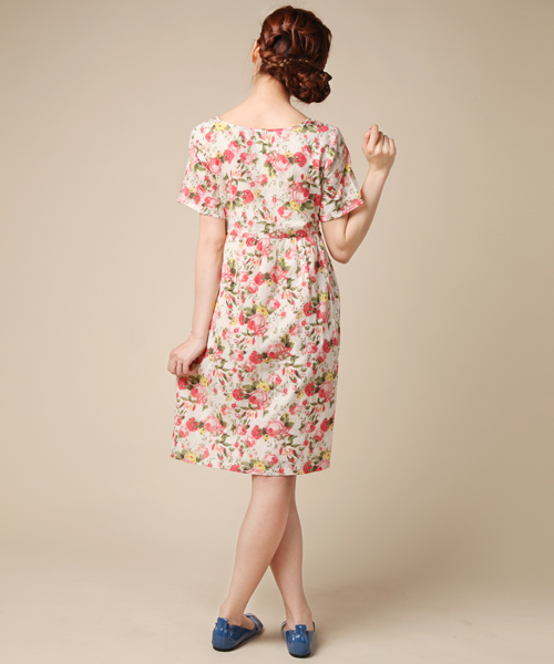 coen(コーエン)の「フラワーショートスリーブワンピース(ワンピース・レディース・Red/コバルトブルー・MEDIUM/LARGE)」の4枚目の写真