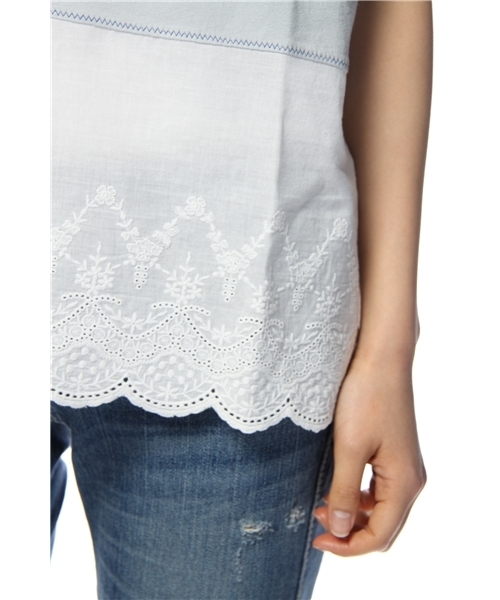 Kastane（カスタネ）の「レース切替えTOPS（Tシャツ/カットソー・レディース・オフホワイト/ピンク/グレー/ホワイト×ブルー/ホワイト×レッド/ピンク系その他・FREE）」の9枚目の写真