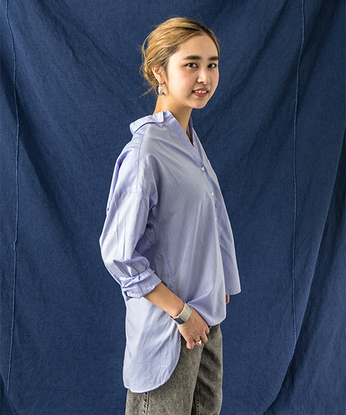 WORK NOT WORK URBAN RESEARCH（ワークノットワークアーバンリサーチ）の「WORK NOT WORK　ポプリンビッグシルエットシャツブラウス（シャツ/ブラウス・レディース・サックスブルー/ホワイト・FREE）」の2枚目の写真