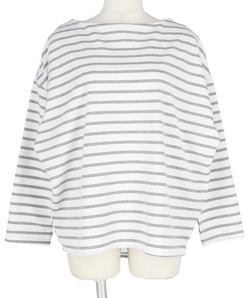 coca（coca）（コカ）の「【WEB限定セール】＼WEB限定新色／ボーダーボートネックトップス/オーガニックコットン混（Tシャツ/カットソー・レディース・ブラック/ホワイト/ブラウン/ピンク/グレー/ベージュ/グリーン/ダークベージュ・ONE SIZE/L/M）」の22枚目の写真