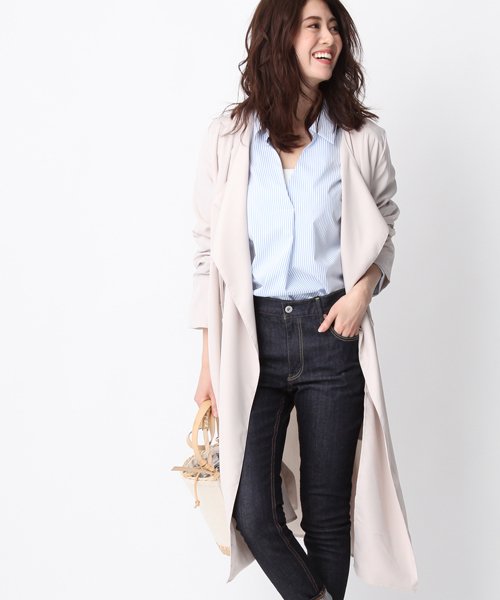 Andemiu(アンデミュウ)の「サイドスリットロングガウン749711(その他アウター・レディース・カーキ/ピンク・SMALL/MEDIUM)」の1枚目の写真