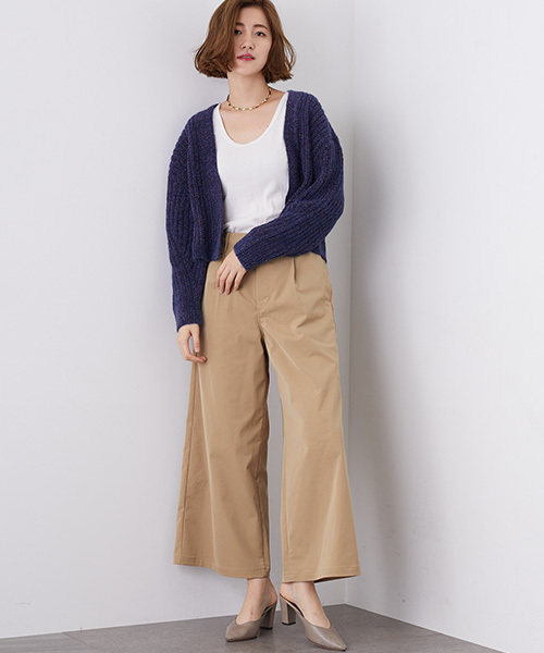 STUDIOUS（ステュディオス）の「モールショートカーディガン（カーディガン/ボレロ・レディース・ネイビー/ワインレッド・FREE）」の3枚目の写真