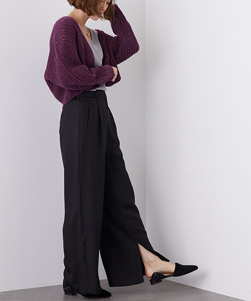 STUDIOUS（ステュディオス）の「モールショートカーディガン（カーディガン/ボレロ・レディース・ネイビー/ワインレッド・FREE）」の6枚目の写真