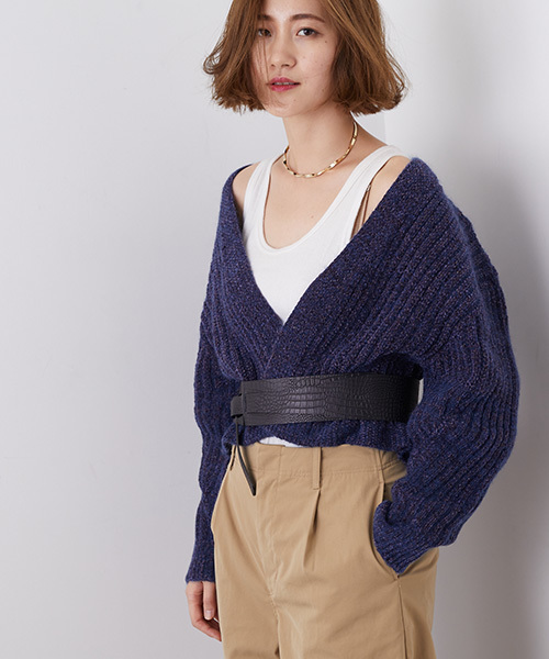 STUDIOUS（ステュディオス）の「モールショートカーディガン（カーディガン/ボレロ・レディース・ネイビー/ワインレッド・FREE）」の9枚目の写真