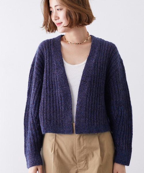 STUDIOUS（ステュディオス）の「モールショートカーディガン（カーディガン/ボレロ・レディース・ネイビー/ワインレッド・FREE）」の13枚目の写真