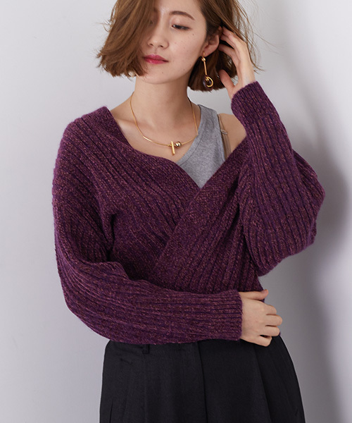 STUDIOUS（ステュディオス）の「モールショートカーディガン（カーディガン/ボレロ・レディース・ネイビー/ワインレッド・FREE）」の21枚目の写真