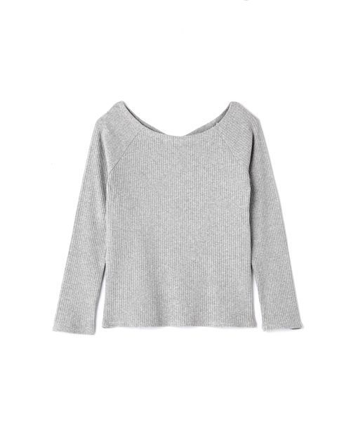 FREE'S MART（フリーズマート）の「テレコボートネック長袖プルオーバーイピッチ（Tシャツ/カットソー・レディース・ブラック/グレー/ブラウン/グリーン・FREE）」の3枚目の写真