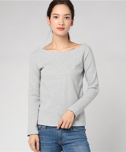 FREE'S MART（フリーズマート）の「テレコボートネック長袖プルオーバーイピッチ（Tシャツ/カットソー・レディース・ブラック/グレー/ブラウン/グリーン・FREE）」の19枚目の写真