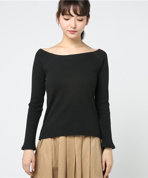 FREE'S MART（フリーズマート）の「テレコボートネック長袖プルオーバーイピッチ（Tシャツ/カットソー・レディース・ブラック/グレー/ブラウン/グリーン・FREE）」の10枚目の写真