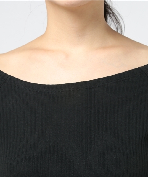 FREE'S MART（フリーズマート）の「テレコボートネック長袖プルオーバーイピッチ（Tシャツ/カットソー・レディース・ブラック/グレー/ブラウン/グリーン・FREE）」の12枚目の写真