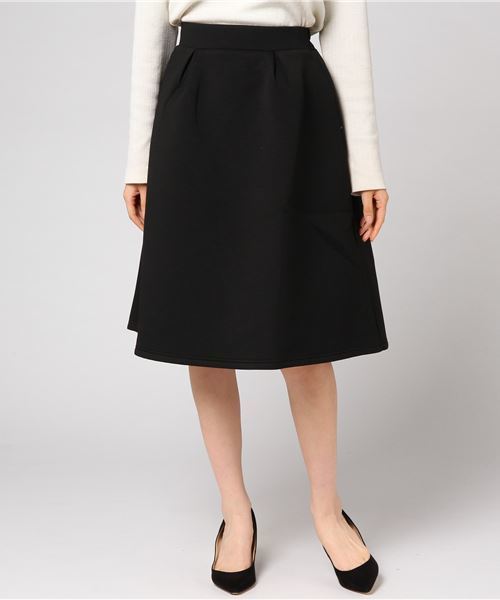 KOBE LETTUCE（コウベレタス）の「ボリューム感たっぷりのフレアラインがレトロ可愛い！ボンディングミモレ丈フレアスカート/レディース/ボトムス[M2005]神戸レタス（スカート・レディース・ブラック/ボルドー/チャコールグレー/グリーン・FREE）」の2枚目の写真