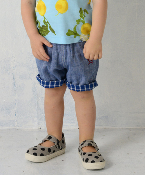 Hakka Baby ハッカベビー の ベビー デニム風ダブルガーゼ裏チェックズアーブパンツ その他パンツ Wear