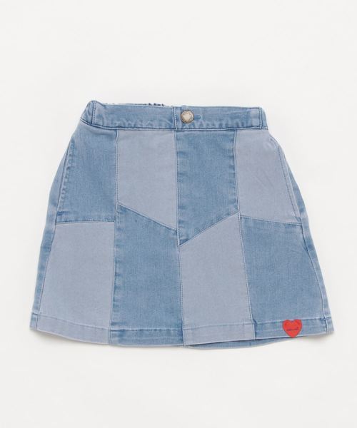 Catherine Cottage（キャサリンコテージ）の「デニムパッチワークスカート（デニムスカート・キッズ・サックスブルー/ブルー系その他2・110/120/130/140/150）」の2枚目の写真