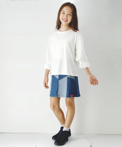 Catherine Cottage（キャサリンコテージ）の「デニムパッチワークスカート（デニムスカート・キッズ・サックスブルー/ブルー系その他2・110/120/130/140/150）」の19枚目の写真