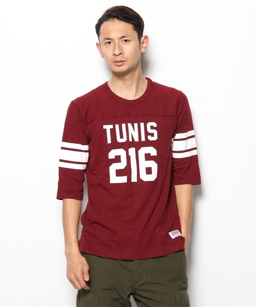 BEAUTY&YOUTH UNITED ARROWS（ビューティーアンドユースユナイテッドアローズ）の「＜HEALTH KNIT＞ FOOTBALL TEE/カットソー（Tシャツ/カットソー・メンズ・オフホワイト/ワインレッド/マスタード/ネイビー・SMALL/MEDIUM/LARGE）」の4枚目の写真