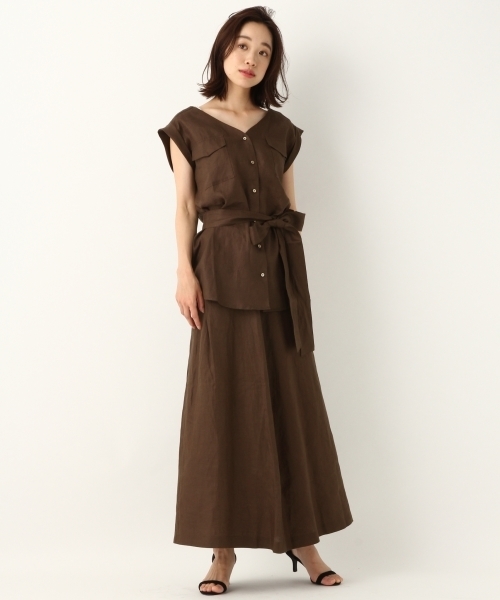 A part by（アパートバイ）の「LヘリンボンNCシャツSS 795826（シャツ/ブラウス・レディース・ネイビー/ブラウン/アイボリー・FREE）」の6枚目の写真