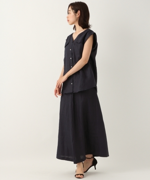 A part by（アパートバイ）の「LヘリンボンNCシャツSS 795826（シャツ/ブラウス・レディース・ネイビー/ブラウン/アイボリー・FREE）」の10枚目の写真