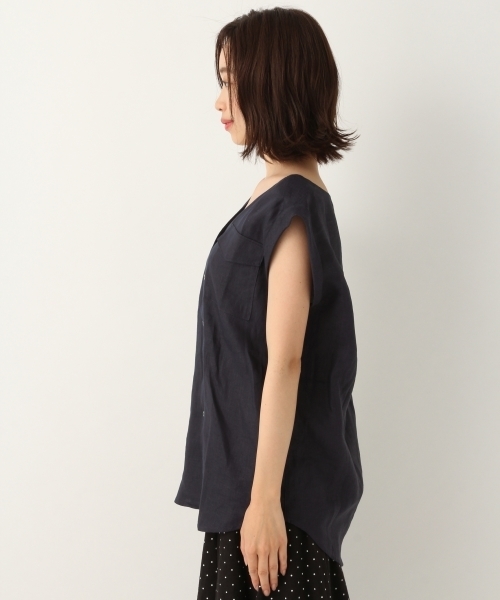 A part by（アパートバイ）の「LヘリンボンNCシャツSS 795826（シャツ/ブラウス・レディース・ネイビー/ブラウン/アイボリー・FREE）」の14枚目の写真