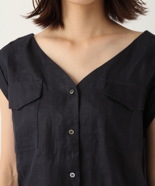 A part by（アパートバイ）の「LヘリンボンNCシャツSS 795826（シャツ/ブラウス・レディース・ネイビー/ブラウン/アイボリー・FREE）」の16枚目の写真