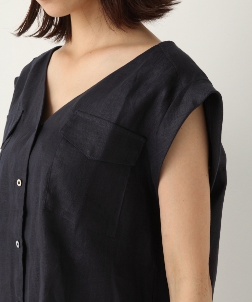 A part by（アパートバイ）の「LヘリンボンNCシャツSS 795826（シャツ/ブラウス・レディース・ネイビー/ブラウン/アイボリー・FREE）」の17枚目の写真