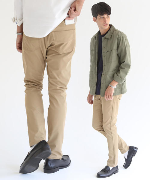 coen(コーエン)の「微光沢5ポケットスリムテーパードパンツ(スマートフォンポケット搭載)(その他パンツ・メンズ・ベージュ/ネイビー/オリーブ・MEDIUM/SMALL/LARGE/X-LARGE)」の1枚目の写真