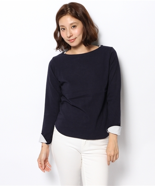 URBAN RESEARCH DOORS WOMENS（アーバンリサーチ ドアーズ ウィメンズ）の「FORK&SPOON　Marine Boat Neck（Tシャツ/カットソー・レディース・ボルドー/トップグレー/ネイビー/オリーブ/オフホワイト/イエロー・ONE）」の2枚目の写真