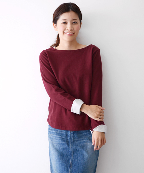 URBAN RESEARCH DOORS WOMENS（アーバンリサーチ ドアーズ ウィメンズ）の「FORK&SPOON　Marine Boat Neck（Tシャツ/カットソー・レディース・ボルドー/トップグレー/ネイビー/オリーブ/オフホワイト/イエロー・ONE）」の6枚目の写真