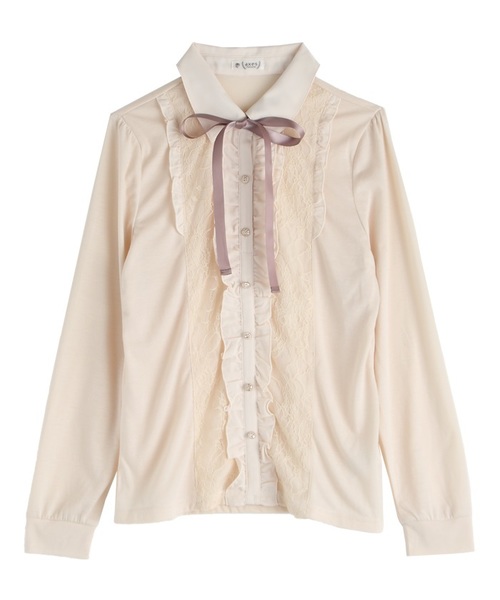 アクシーズファム ブラウス カットソー プルオーバー ボウタイ 長袖 M 紺 axes femme（アクシーズファム）の「ブラウス風カットプルオーバー（T