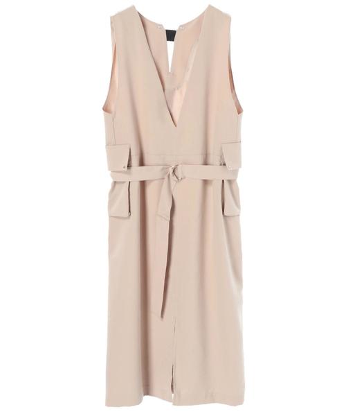 Editt by YECCA VECCA（エディットバイイェッカヴェッカ）の「オーバーポケットジャンスカ（ジャンパースカート・レディース・ブラック/ベージュ/カーキ・FREE）」の5枚目の写真