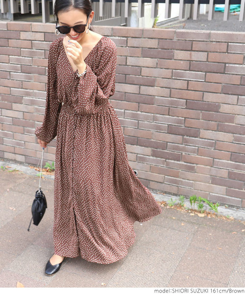 Coca コカ の フロントボタン変形ドット柄ガウンワンピース ワンピース Wear