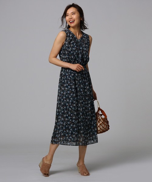 L ワンピース ドレス Untitled アンタイトル のファッション セール 洗える ワンピース シノワズリフラワー楊柳ワンピース ワンピース 洗える 18時迄のご注文は即日発送 の ワンピース