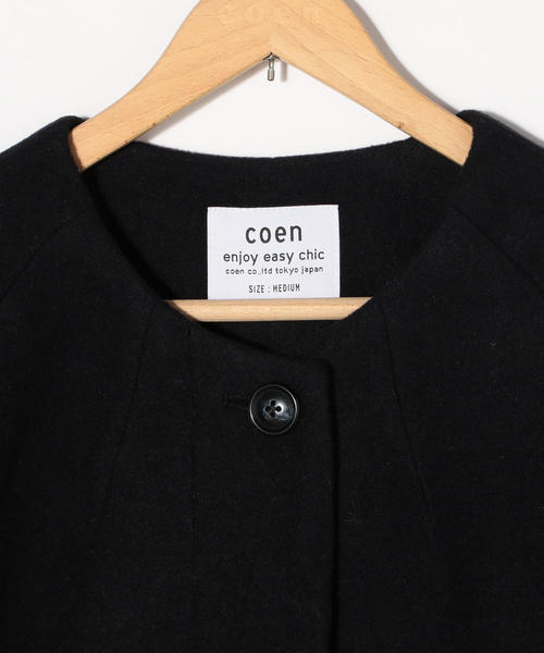 coen（コーエン）の「【WEB限定 着丈100～102㎝】イタリアンリサイクルウールノーカラーロングコート(ネイビー)（その他アウター・レディース・ネイビー・LARGE/MEDIUM）」の20枚目の写真