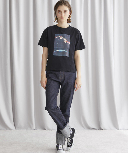 MUVEIL ミュベール E.T.プリントTシャツ MA93UTS006 ブラック 40 MUVEIL（ミュベール）の「【MUVEIL(ミュベール)】E.T.プリントTシャツ