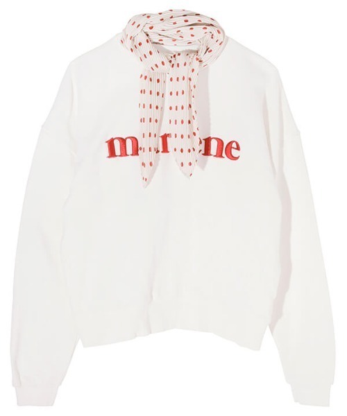 EIMY ISTOIRE（エイミーイストワール）の「ドットスカーフ付きロゴスエットプルオーバー（スウェット・レディース・ホワイト/ブラック/ベージュ/ネイビー/ピンク・FREE）」の13枚目の写真