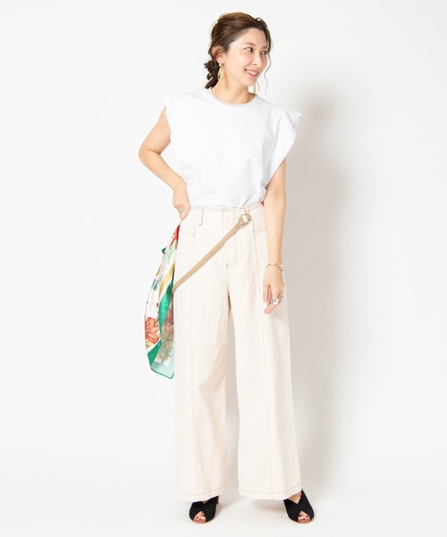 LAYMEE（レイミー）の「Fond pants / フォンドパンツ（チノパンツ・レディース・ホワイト/ピンク・FREE）」の4枚目の写真