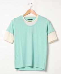 《Bl》5分袖フェイクレイヤードTシャツ Uネック
