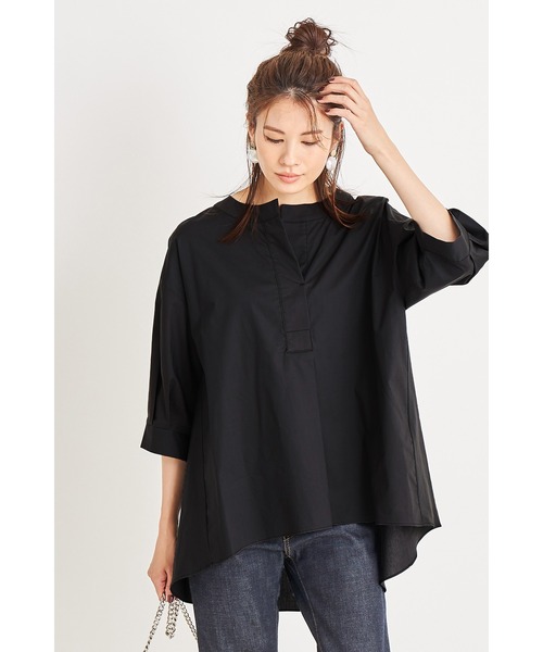 Bonjour Sagan（ボンジュールサガン）の「ノーカラースキッパーシャツ（シャツ/ブラウス・レディース・アイボリー/ベージュ/ダークブラック/ブラック・FREE）」の3枚目の写真