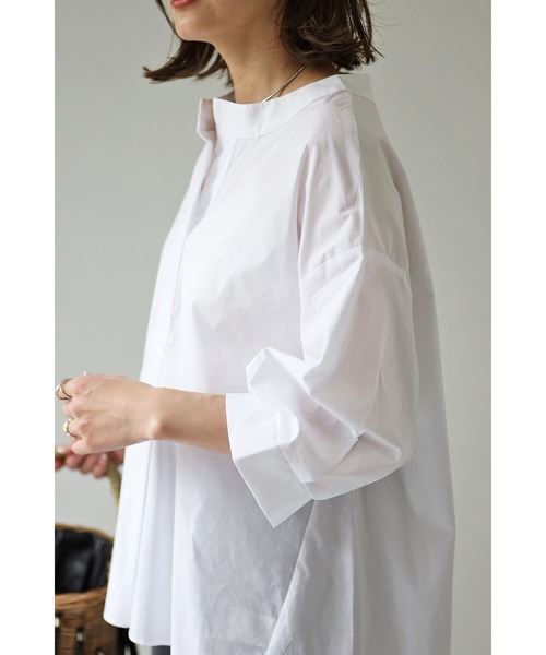 Bonjour Sagan（ボンジュールサガン）の「ノーカラースキッパーシャツ（シャツ/ブラウス・レディース・アイボリー/ベージュ/ダークブラック/ブラック・FREE）」の6枚目の写真