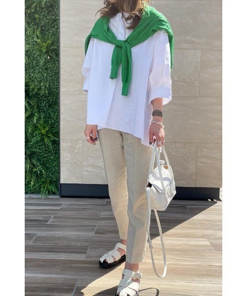 Bonjour Sagan（ボンジュールサガン）の「ノーカラースキッパーシャツ（シャツ/ブラウス・レディース・アイボリー/ベージュ/ダークブラック/ブラック・FREE）」の15枚目の写真