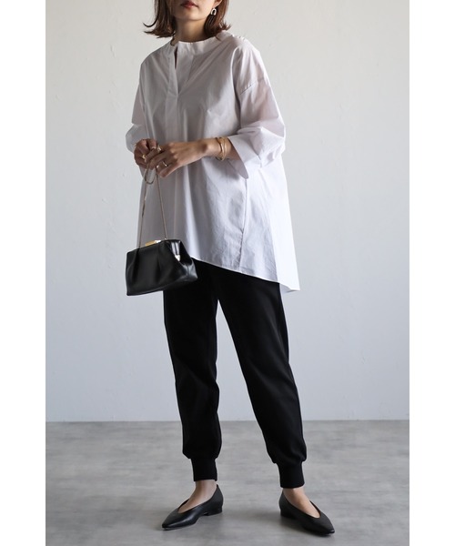 Bonjour Sagan（ボンジュールサガン）の「ノーカラースキッパーシャツ（シャツ/ブラウス・レディース・アイボリー/ベージュ/ダークブラック/ブラック・FREE）」の21枚目の写真