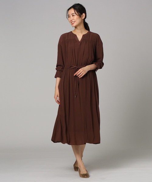Untitled アンタイトル のファッション セール 洗える ワンピース 楊柳ドロストギャザーワンピース ワンピース