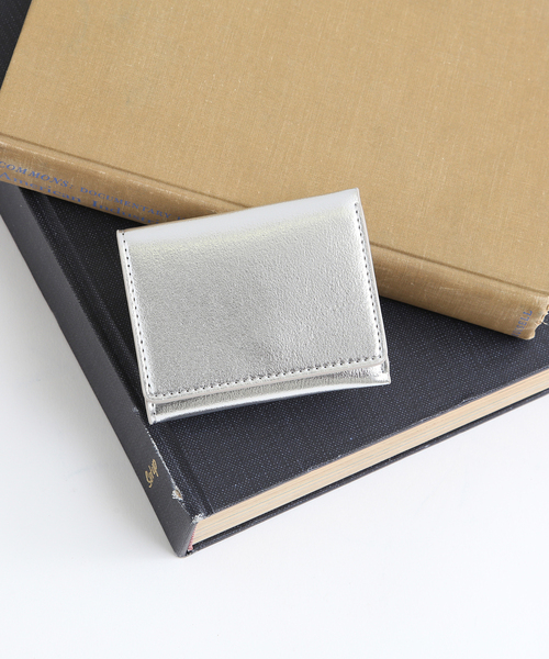 MELROSE claire(メルローズ クレール)の「エコレザーコンパクト3つ折り財布(財布)」|シルバー