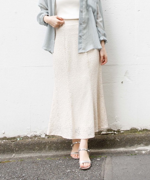 flower(フラワー)の「プレイフルレーススカート(スカート・レディース・アイボリー/ブルー/ピンク・FREE)」の2枚目の写真