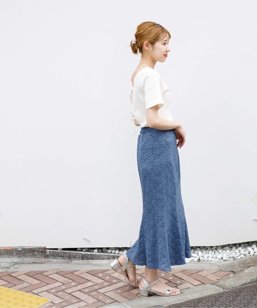 flower(フラワー)の「プレイフルレーススカート(スカート・レディース・アイボリー/ブルー/ピンク・FREE)」の19枚目の写真